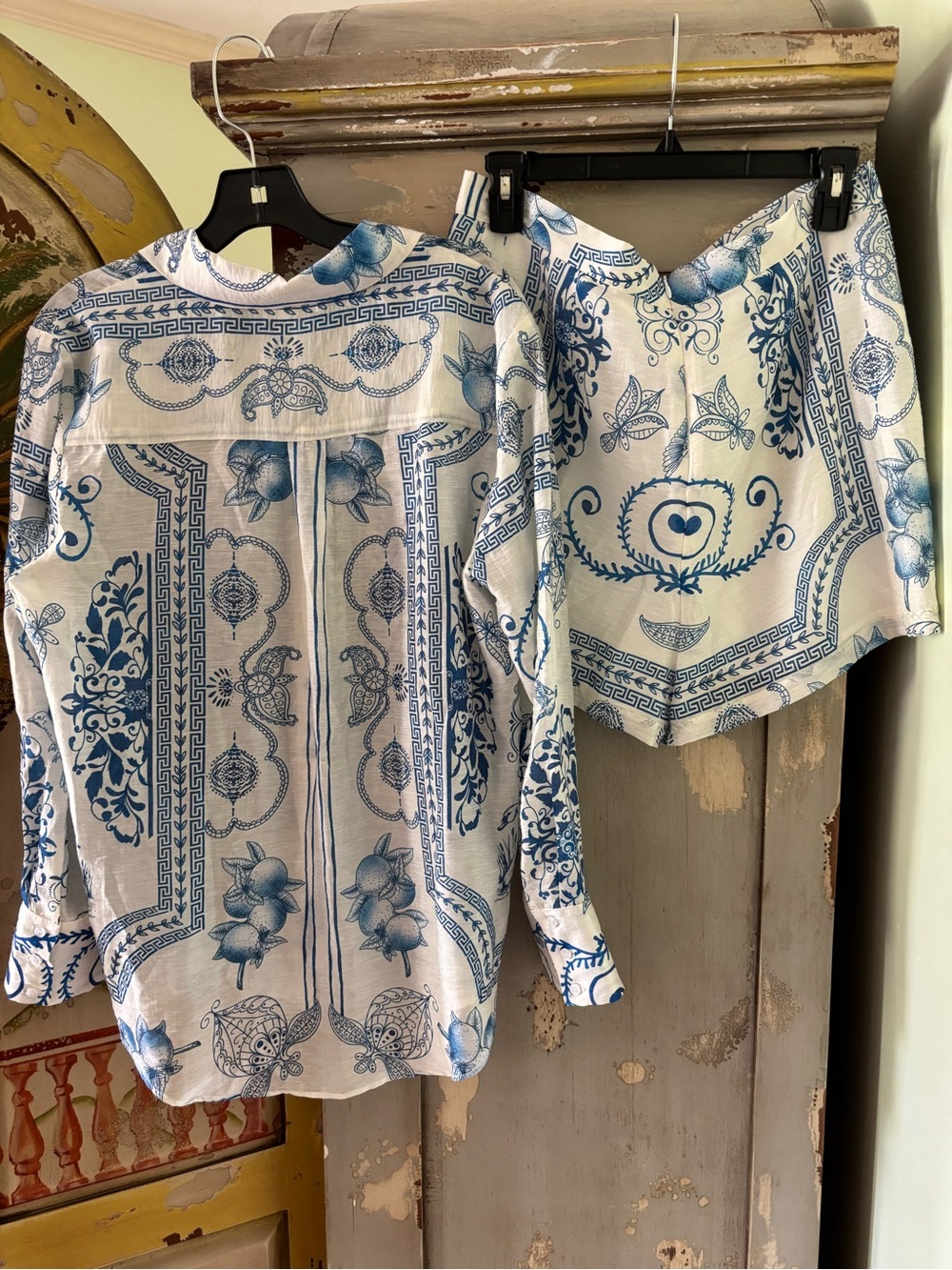 Lavender Brown White and Blue Printed Women's Shorts - Picture 8 of 14